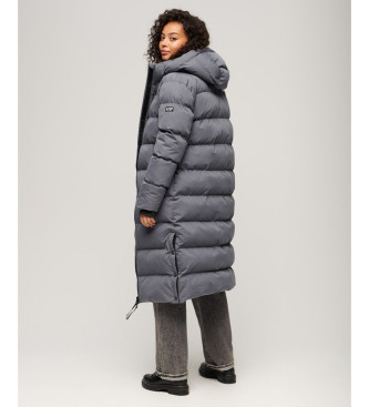 Superdry Long grey quilted coat