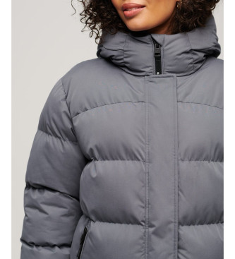 Superdry Long grey quilted coat