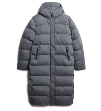 Superdry Long grey quilted coat