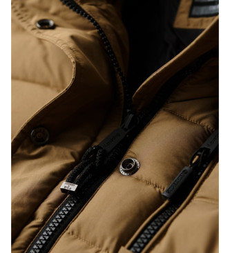 Superdry Lightweight quilted coat with brown hood