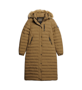 Superdry Lightweight quilted coat with brown hood