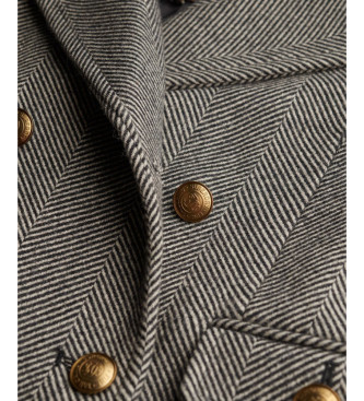 Superdry Abrigo cruzado de mezcla de lana gris