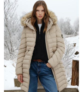 Superdry Fuji Umetni plašč v bež barvi