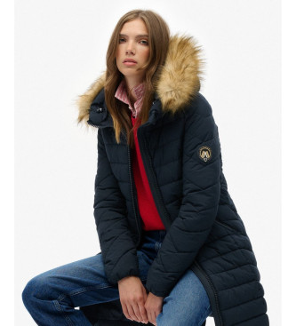 Superdry Cappotto in pelliccia sintetica Fuji blu navy