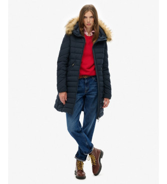 Superdry Cappotto in pelliccia sintetica Fuji blu navy