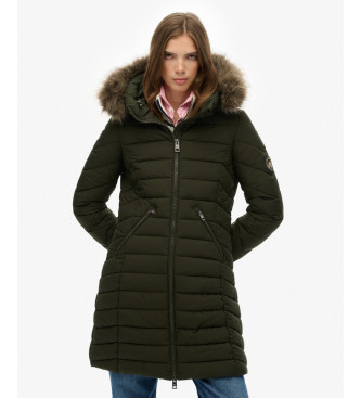 Superdry Fuji Faux Coat ciemnozielony