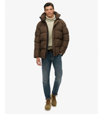 Superdry Hodded Sports Puffer Coat brun