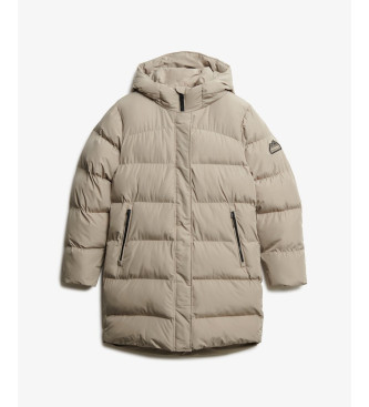 Superdry Sports Puffer Mid beige frakke med htte