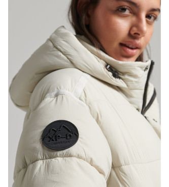 Superdry Cocoon lang quiltet frakke hvid