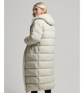 Cocoon long quilted coat white