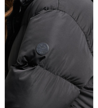 Superdry Lange gewatteerde jas met zwarte capuchon