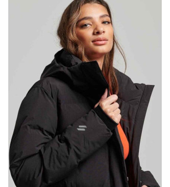Superdry Long quilted coat with black hood