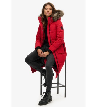 Superdry Everest Quilted Long Coat red