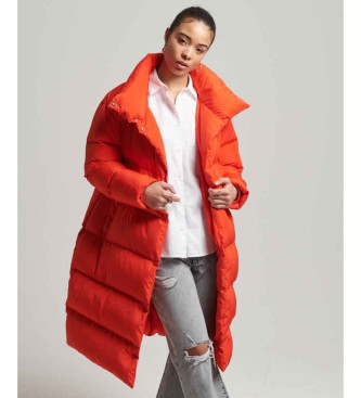 Superdry Long orange quilted coat