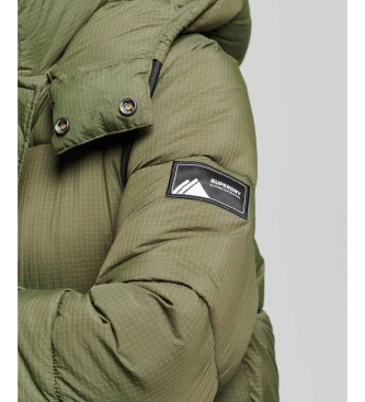 Superdry Pikowany długi płaszcz Ripstop zielony