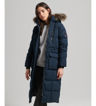 Superdry Cappotto lungo in pelliccia sintetica Everest blu scuro