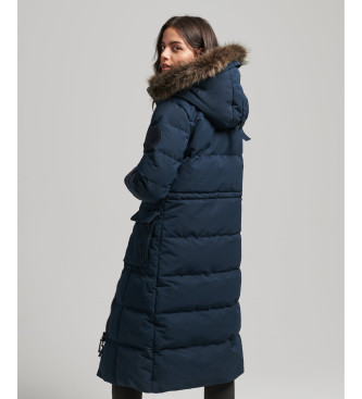 Superdry Cappotto lungo in pelliccia sintetica Everest blu scuro