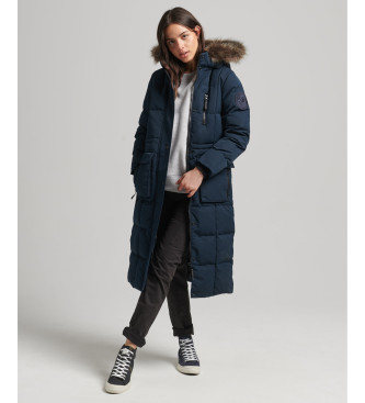 Superdry Cappotto lungo in pelliccia sintetica Everest blu scuro