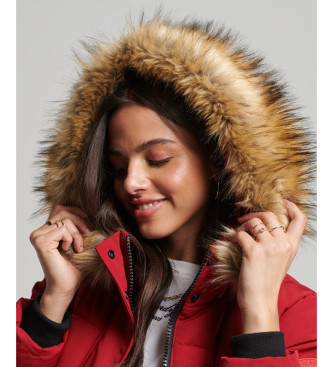 Superdry Manteau long en fausse fourrure Everest rouge