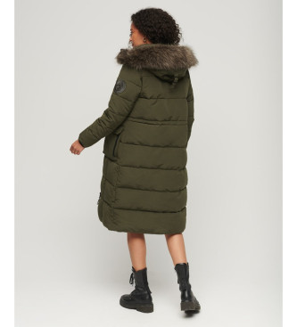 Superdry Faux fur long coat Everest green