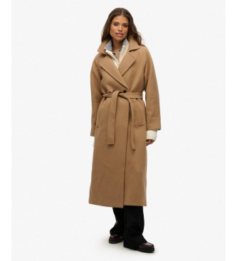 Superdry Brown Relaxed Wool Coat