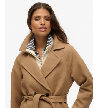 Superdry Brown Relaxed Wool Coat