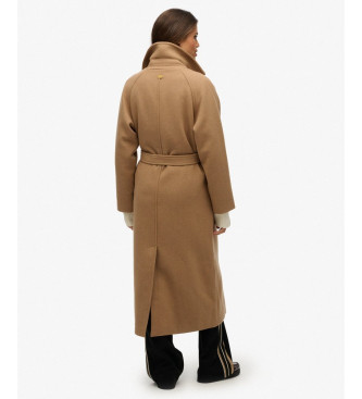 Superdry Brown Relaxed Wool Coat
