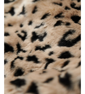 Superdry Cappotto vintage lungo con stampa animalier in pelliccia sintetica