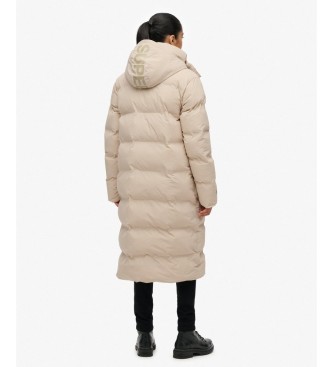 Superdry Abrigo acolchado Hooded Longline beige