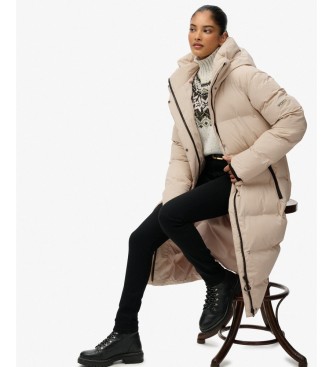 Superdry Abrigo acolchado Hooded Longline beige