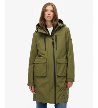 Superdry Zelena podalj?ana jakna s kapuco Hooded Longline Shell