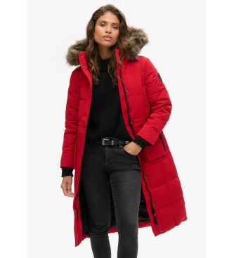 Superdry Everest Quilted Long Coat red