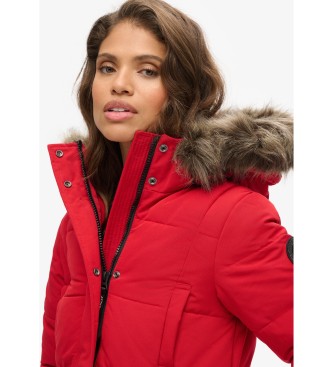 Superdry Everest Quilted Long Coat red