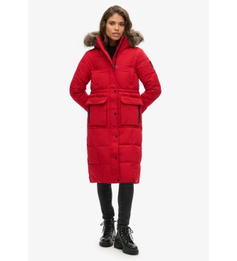 Superdry Everest Quilted Long Coat red