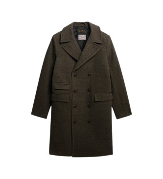 Superdry Merchant-jas van wolmix, lang, bruin
