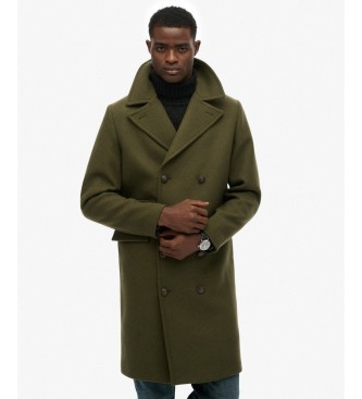 Superdry Merchant-jas van wolmix, lang, groen