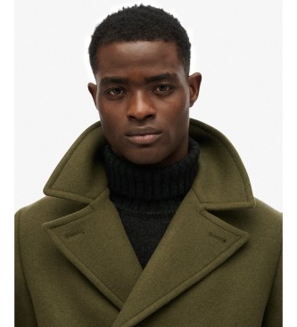 Superdry Merchant-jas van wolmix, lang, groen