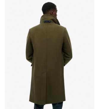 Superdry Merchant-jas van wolmix, lang, groen