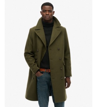 Superdry Merchant-jas van wolmix, lang, groen
