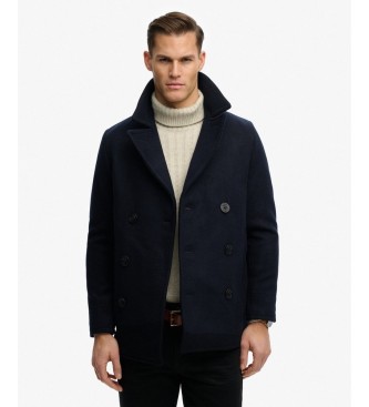 Superdry Merchant-jas van wolmix, kleur marineblauw