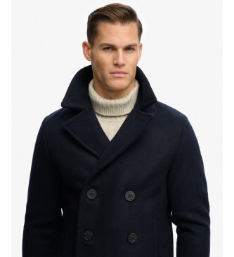 Superdry Merchant-jas van wolmix, kleur marineblauw