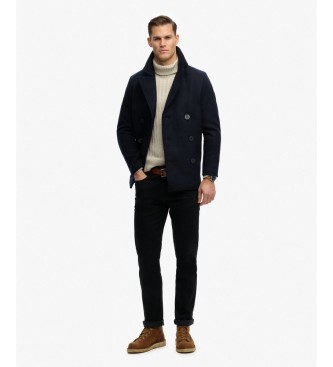 Superdry Merchant-jas van wolmix, kleur marineblauw
