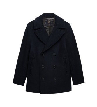 Superdry Merchant-jas van wolmix, kleur marineblauw