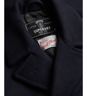 Superdry Merchant-jas van wolmix, kleur marineblauw
