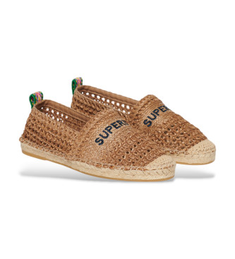 Superdry Alpargatas bordadas de rafia marrn