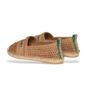 Superdry Alpargatas bordadas de rafia marrn