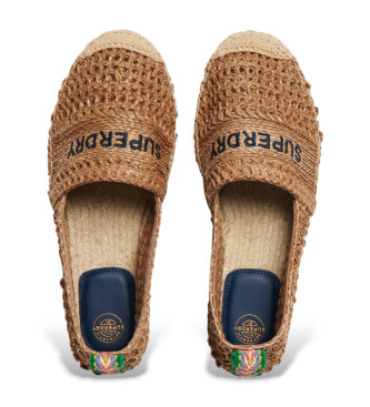 Superdry Alpargatas bordadas de rafia marrn