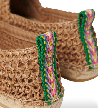 Superdry Alpargatas bordadas de rafia marrn