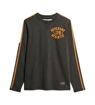 Superdry T-shirt a righe a maniche lunghe atletica vintage nera