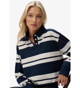 Superdry Stripe Rugby navy polo shirt